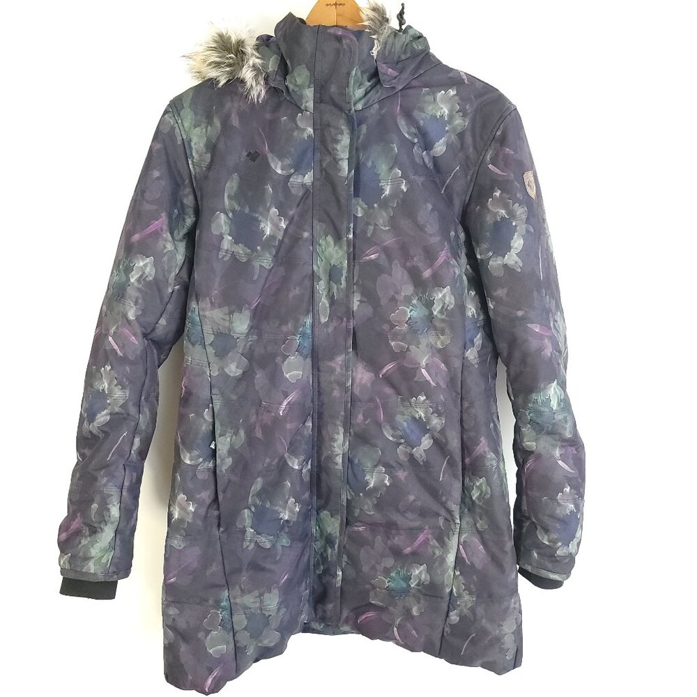 Obermeyer Coat Jacket Women's 14 Purple Floral Skiwear Thermore Outdoor